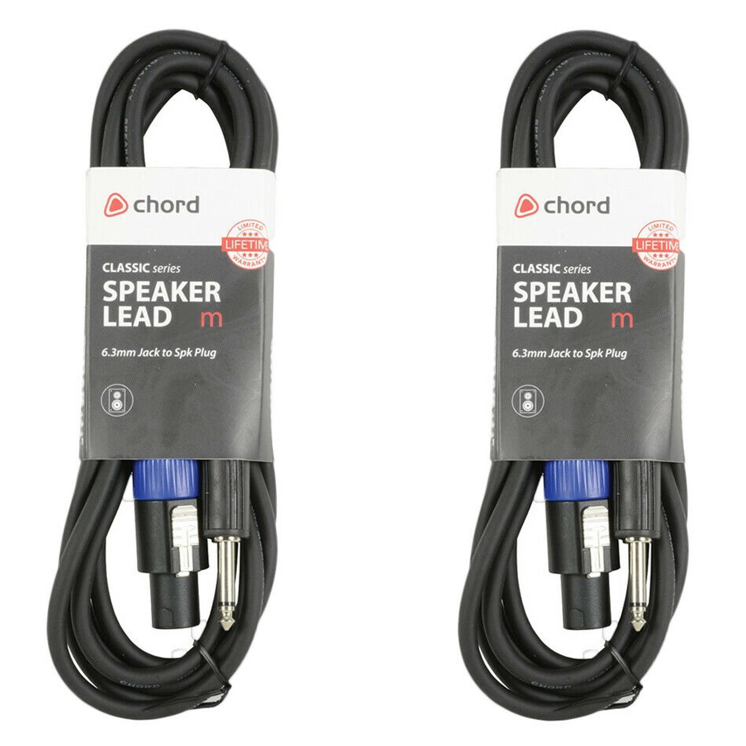 2 x QTX 3M Speakon to Jack Speaker Cable - DY Pro Audio