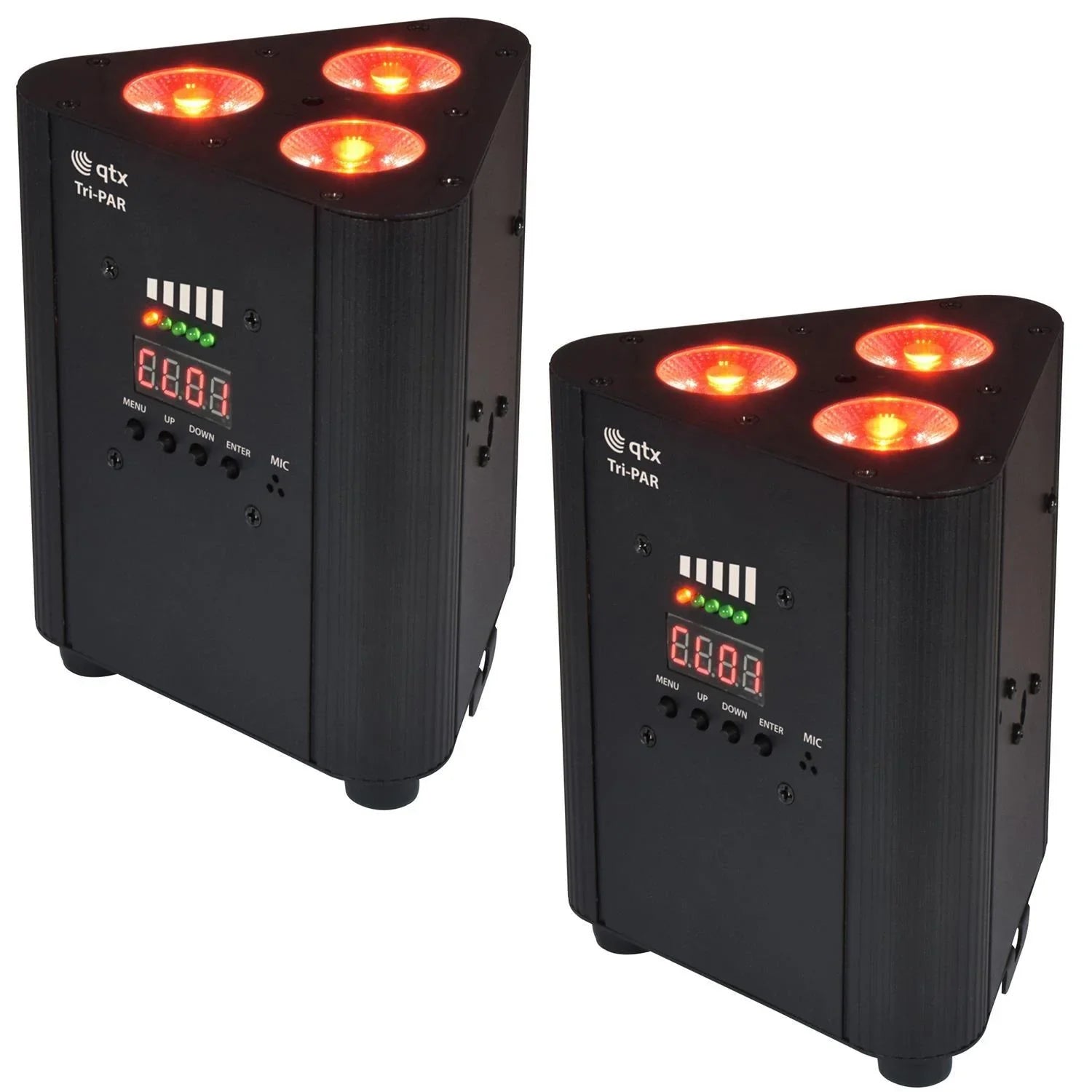2 x QTX Tri-Par RGBW Rechargeable Battery Triple Par Can Uplighter - DY Pro Audio