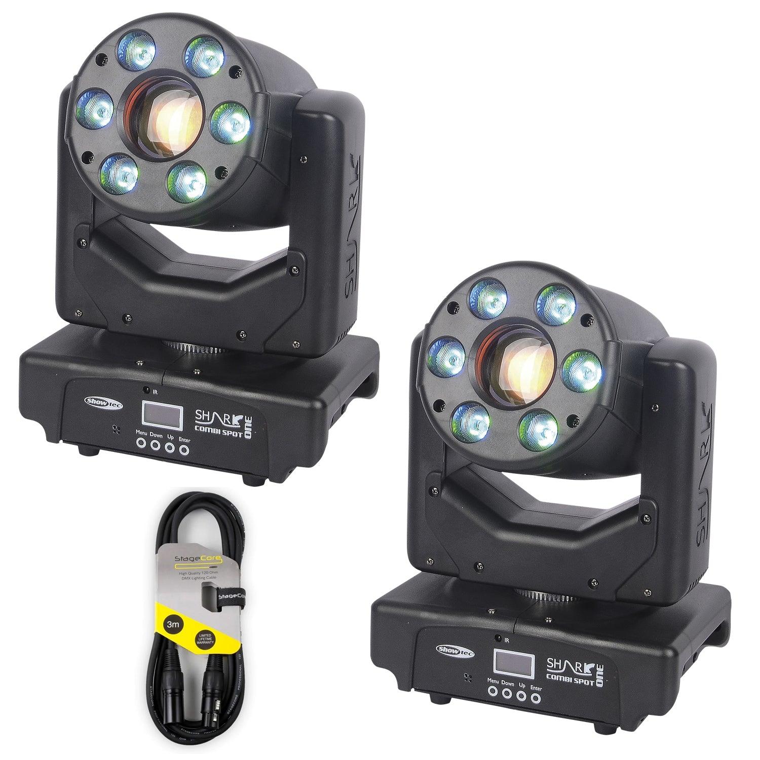 2 x Showtec Shark Combi Spot One 6 x 8 W RGBW LED Wash and Spot Moving Head - DY Pro Audio