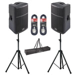 2 x Soundsation Hyper-Pro 15 Plus 15" Active Speaker with Stands and Cables - DY Pro Audio