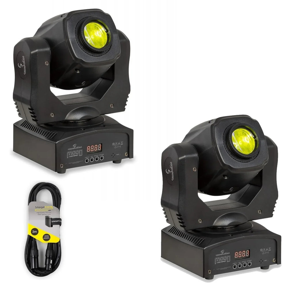 2 x Soundsation Mood L60 Spot 60w Moving Head With DMX Cable - DY Pro Audio