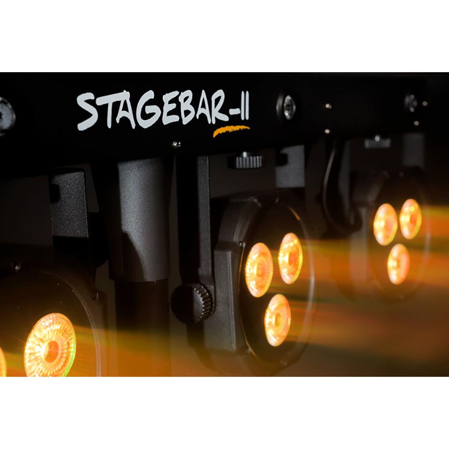 Close-up of Algam Lighting STAGEBAR-II with multiple LED Par cans