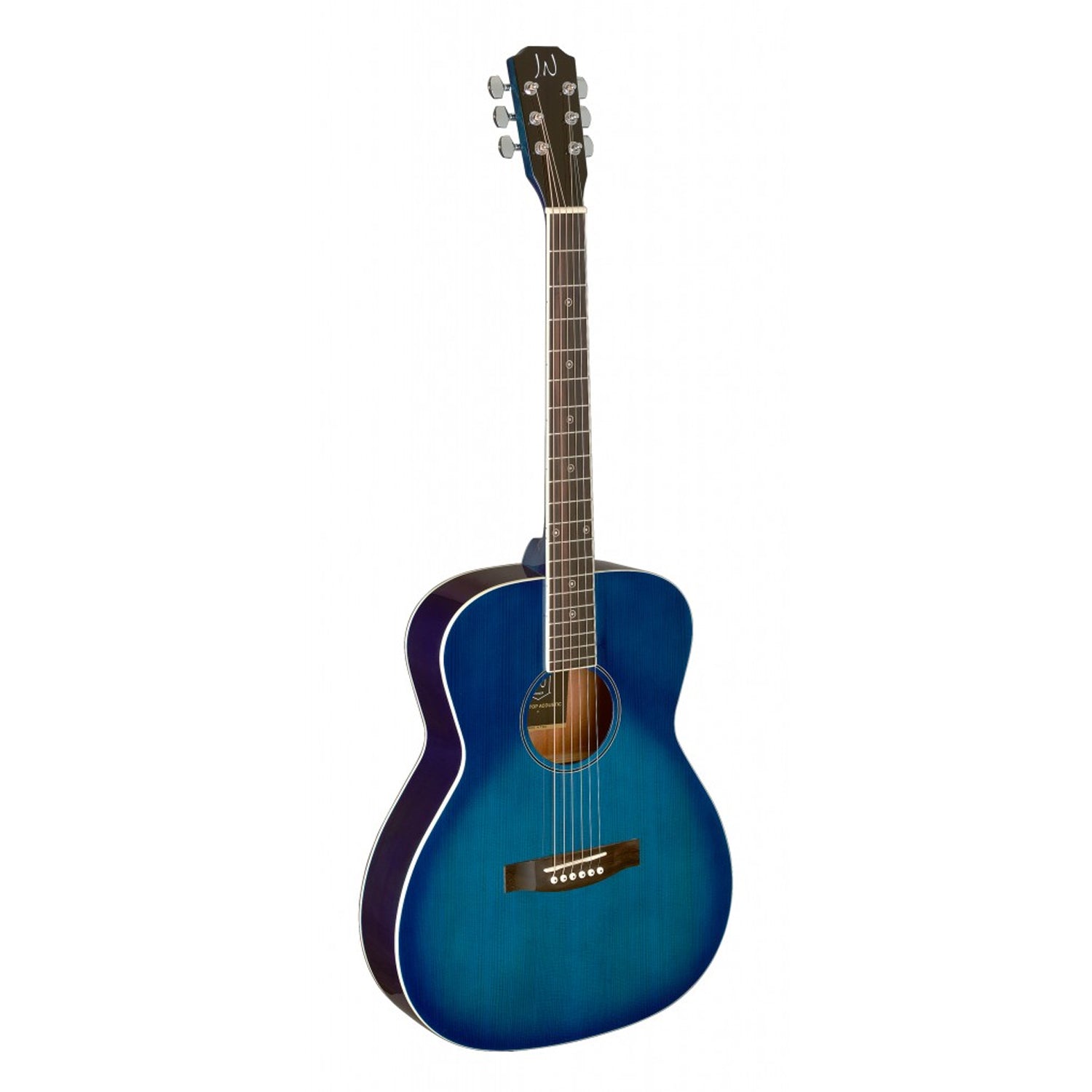 J.N Guitars BES-A TBB Transparent Blueburst Acoustic Auditorium Guitar with Solid Spruce Top, Bessie series