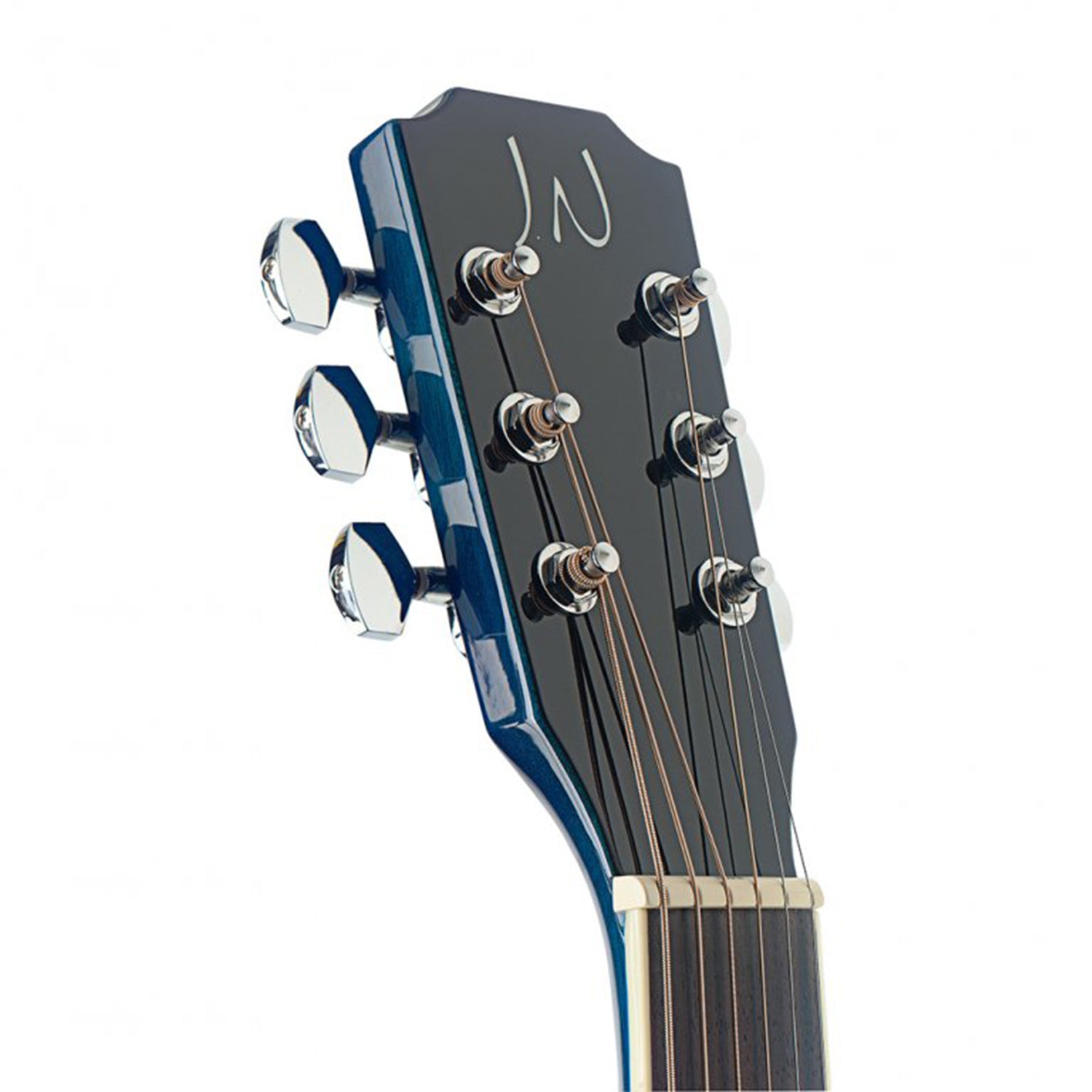 J.N Guitars BES-A TBB Transparent Blueburst Acoustic Auditorium Guitar with Solid Spruce Top, Bessie series