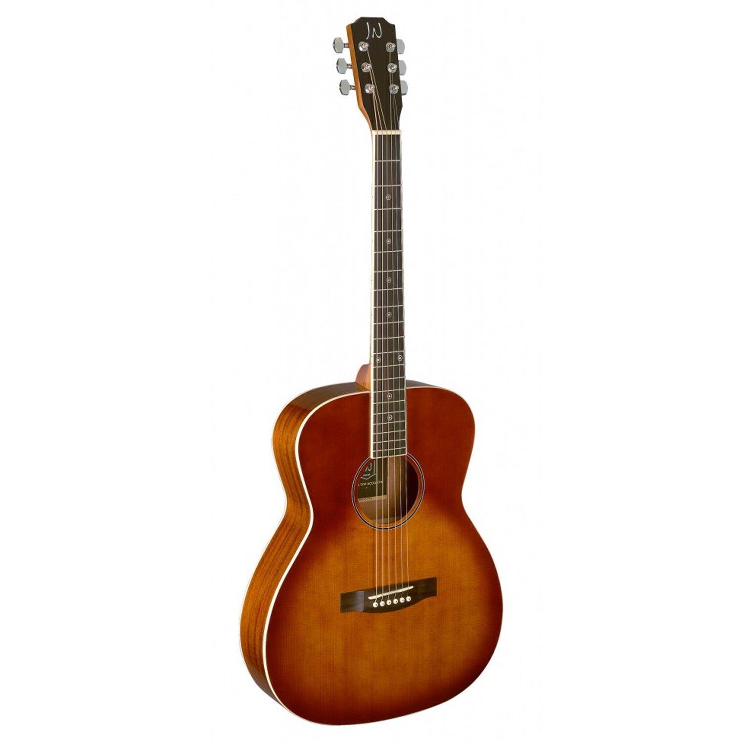J.N Guitars BES-A DCB Dark Cherryburst Acoustic Auditorium Guitar with Solid Spruce Top, Bessie series