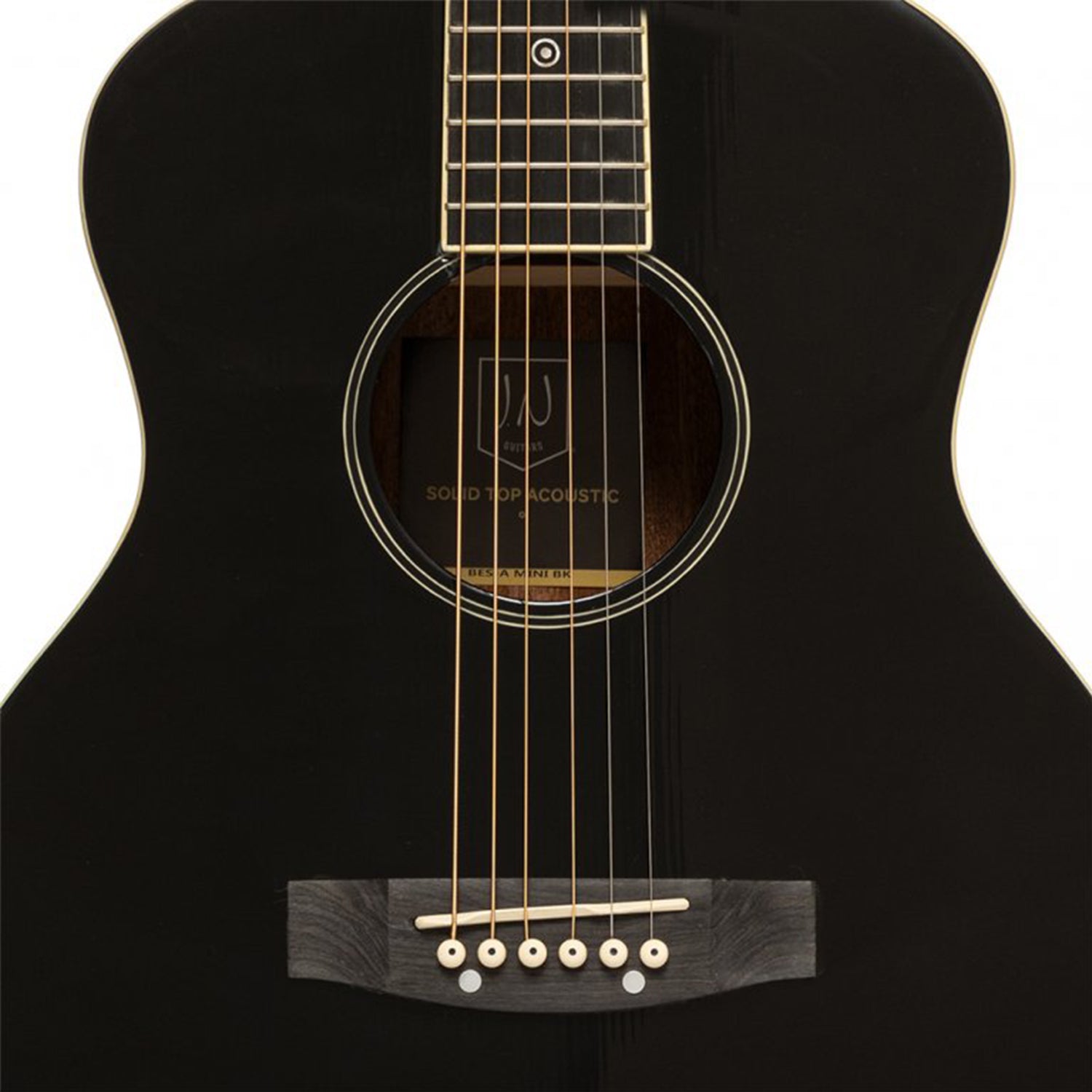 J.N Guitars BES-A MINI BK Acoustic Travel Guitar with Solid Spruce Top, Bessie series