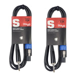 2 x Stagg 2m Speakon to Mono Jack Cable