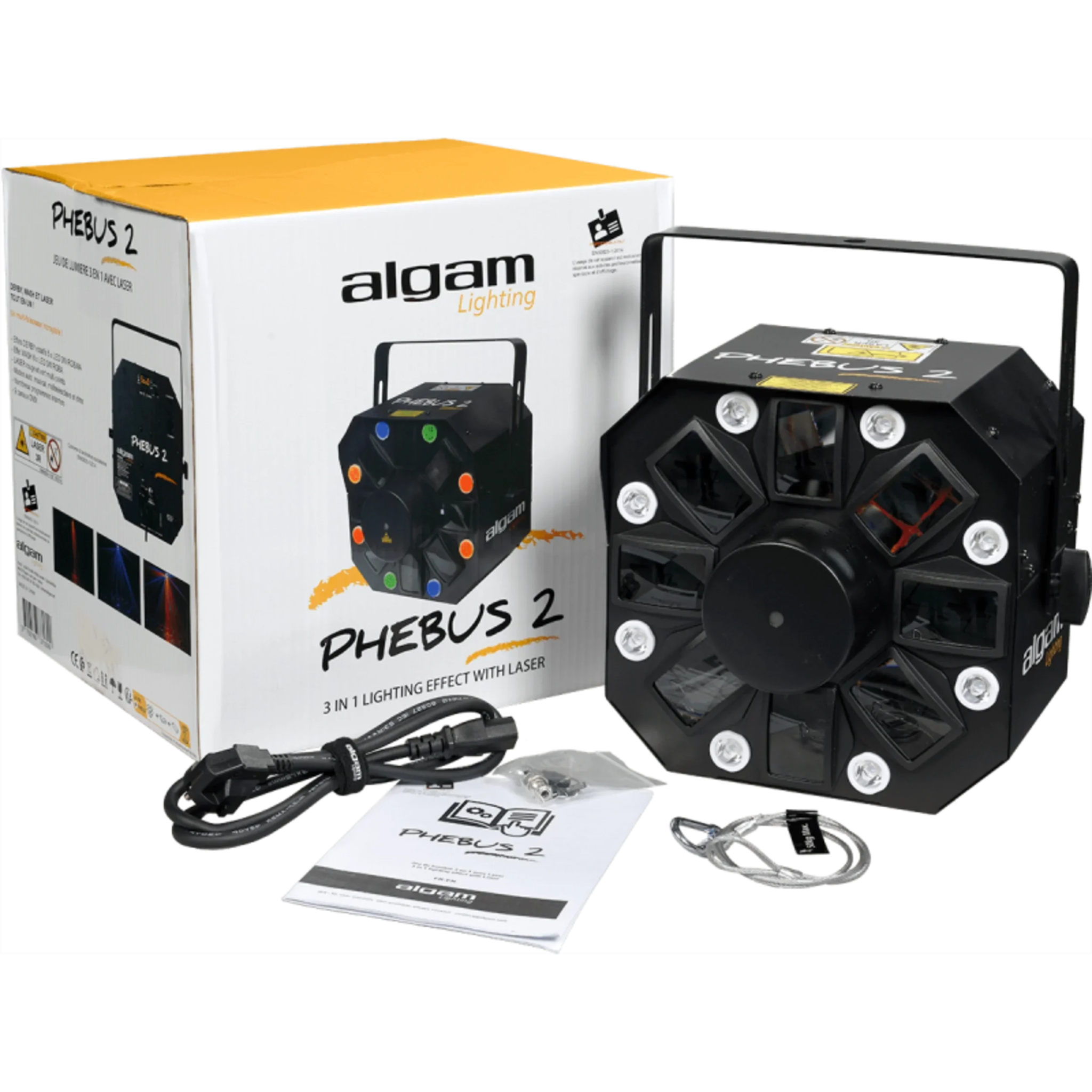Algam Lighting PHEBUS2 3-in-1 Combo LED Light Effect Derby, Strobe or Wash, Laser
