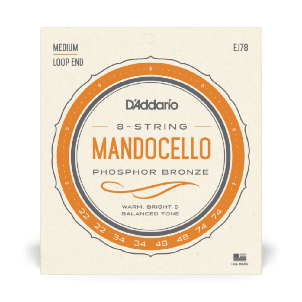 D'Addario EJ78 Phosphor Bronze Mandocello Strings, 22-74 - perfect for mandocello tuning C to A.