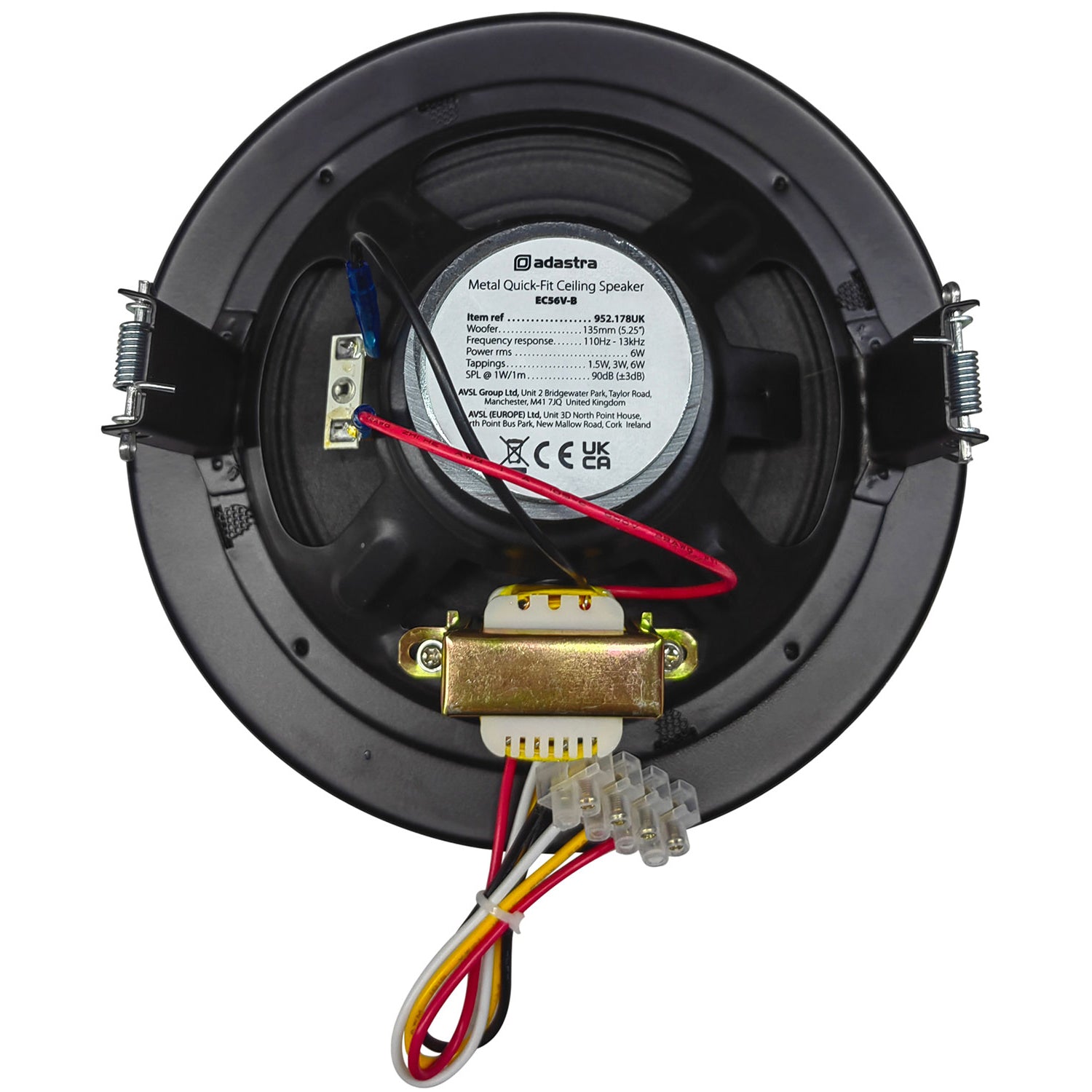 Adastra EC56V Metal Quick Fit 100v Ceiling Speaker 6" Black