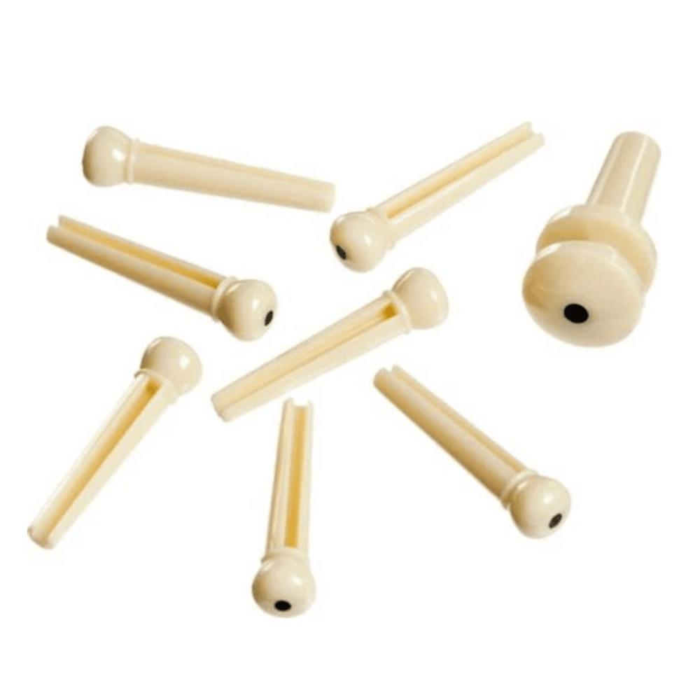 D'Addario PWPS12 Ivory Coloured Acoustic Guitar Bridge Pin End Set