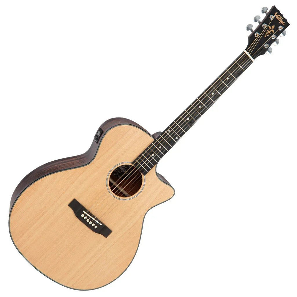 Vintage Stage Series 'Grand Auditorium' Cutaway Electro - Acoustic Guitar Natural
