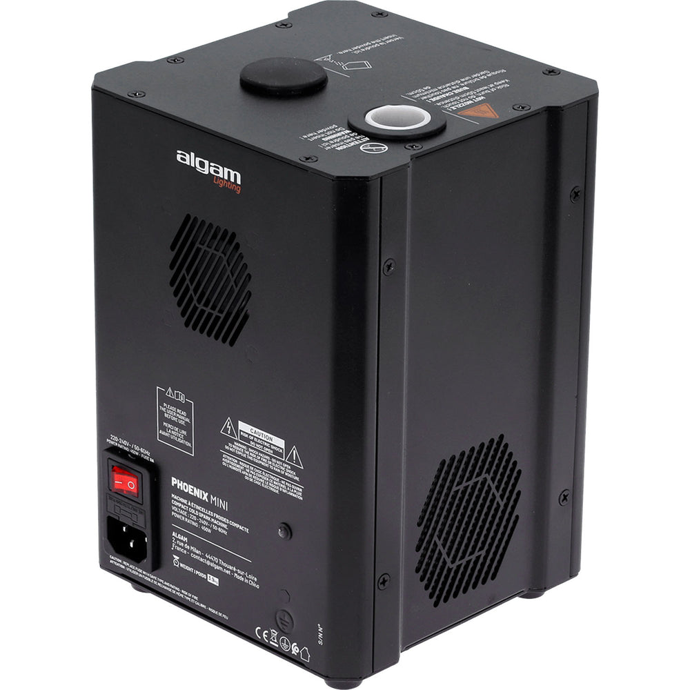 Algam PHOENIX-MINI compact cold spark machine creating safe spark effects for events, concerts, and stage performances