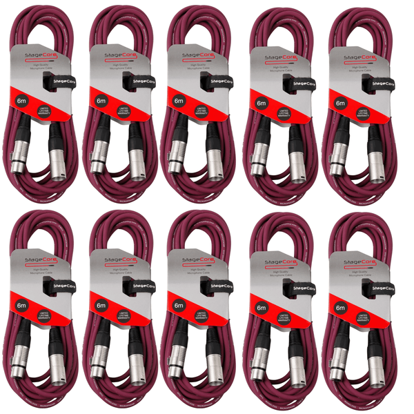 10 x Stagecore 6m Purple XLR Microphone Cable
