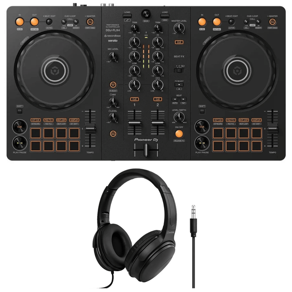 Pioneer DJ DDJ-FLX4 controller with headphones bundle