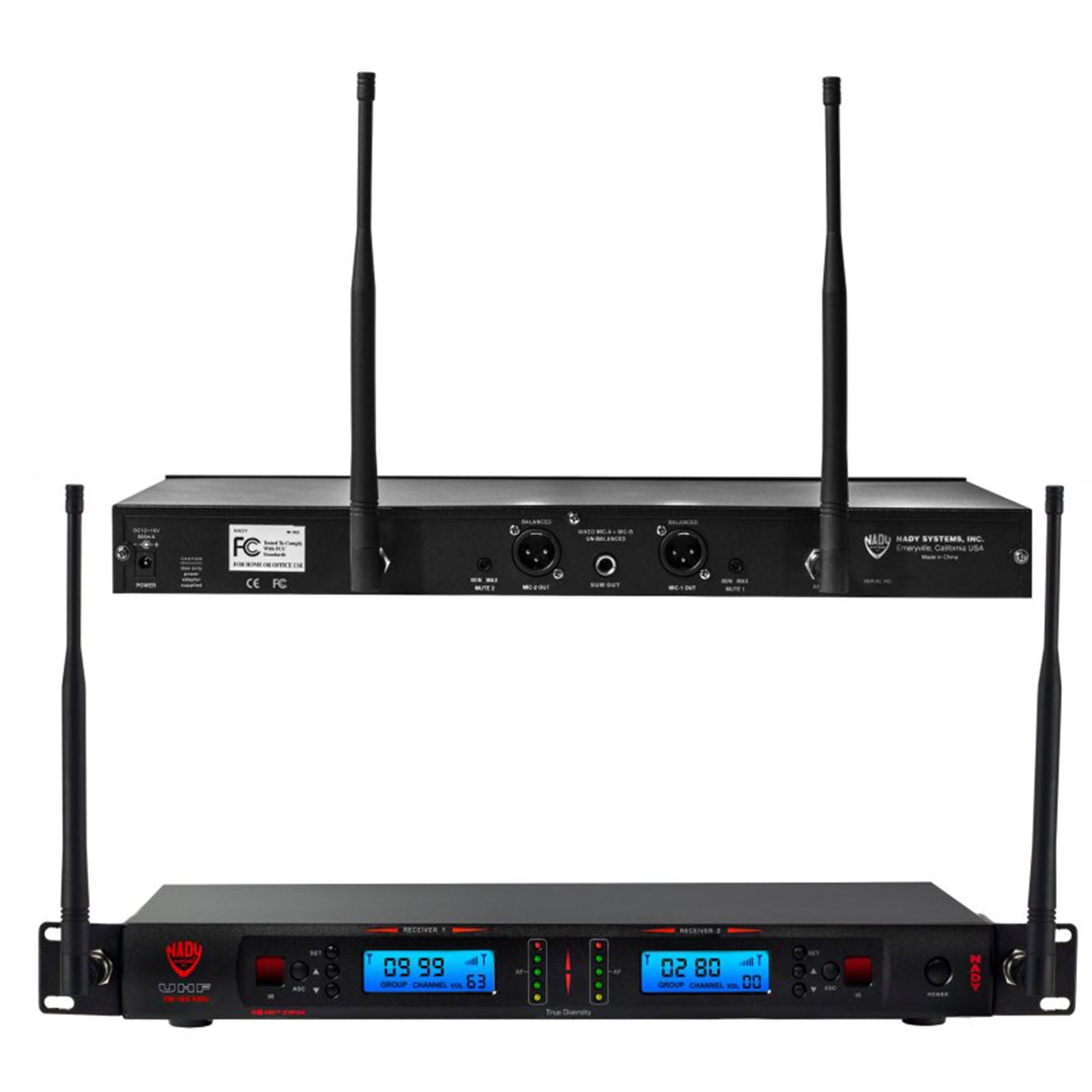 Nady 2W-1KU HT-EU1 Dual True Diversity 1000-Channel Professional UHF Wireless System