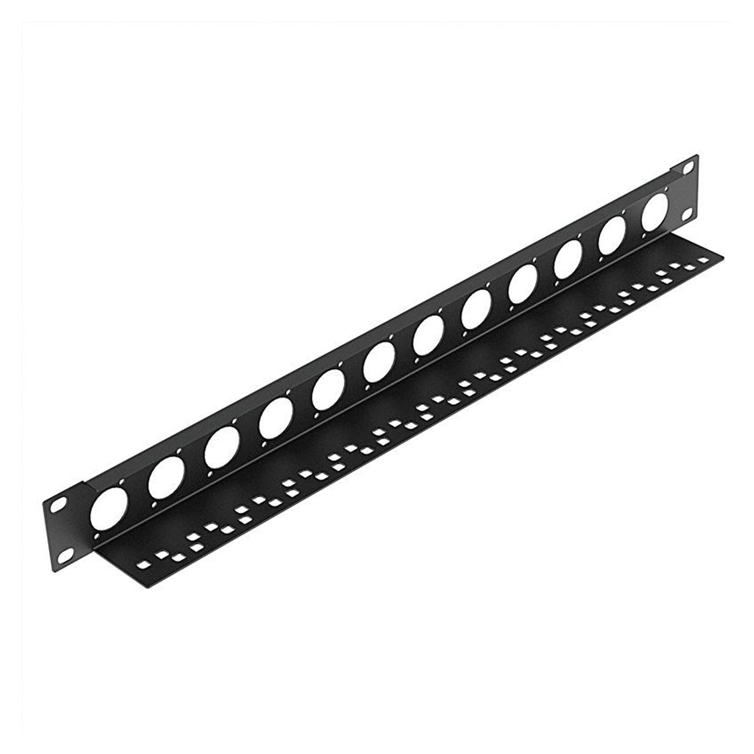 Penn Elcom 1U Rack Panel Punched for 12 x D-Series Connectors with Cable Support