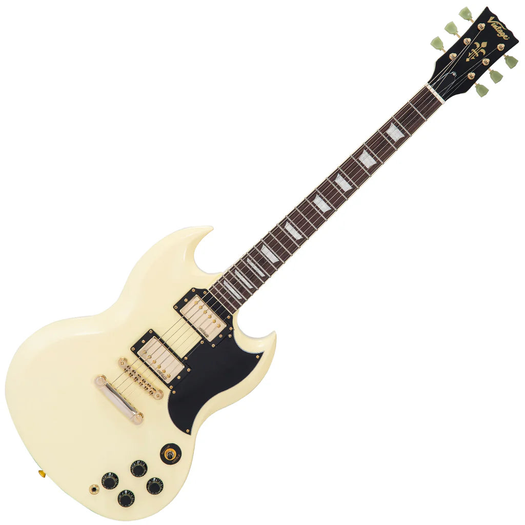 Vintage VS6 ReIssued Electric Guitar Vintage White/Gold Hardware