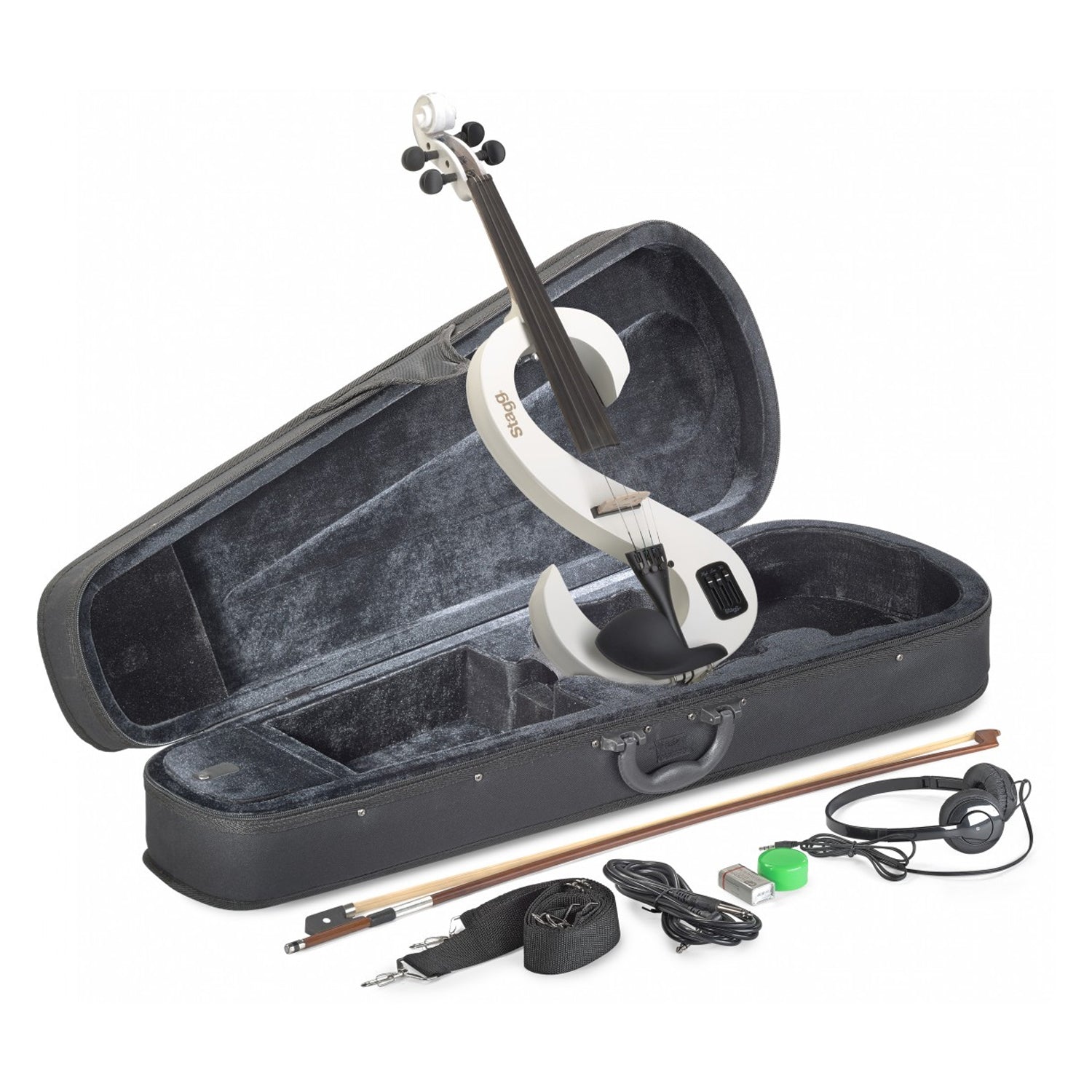 Stagg EVN 4/4 WH White 4/4 Electric Violin Set with Softcase and Headphones