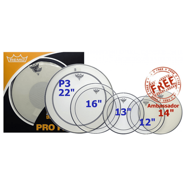 Remo PP-0270-PS Pinstripe Clear Mega Pack drum heads set