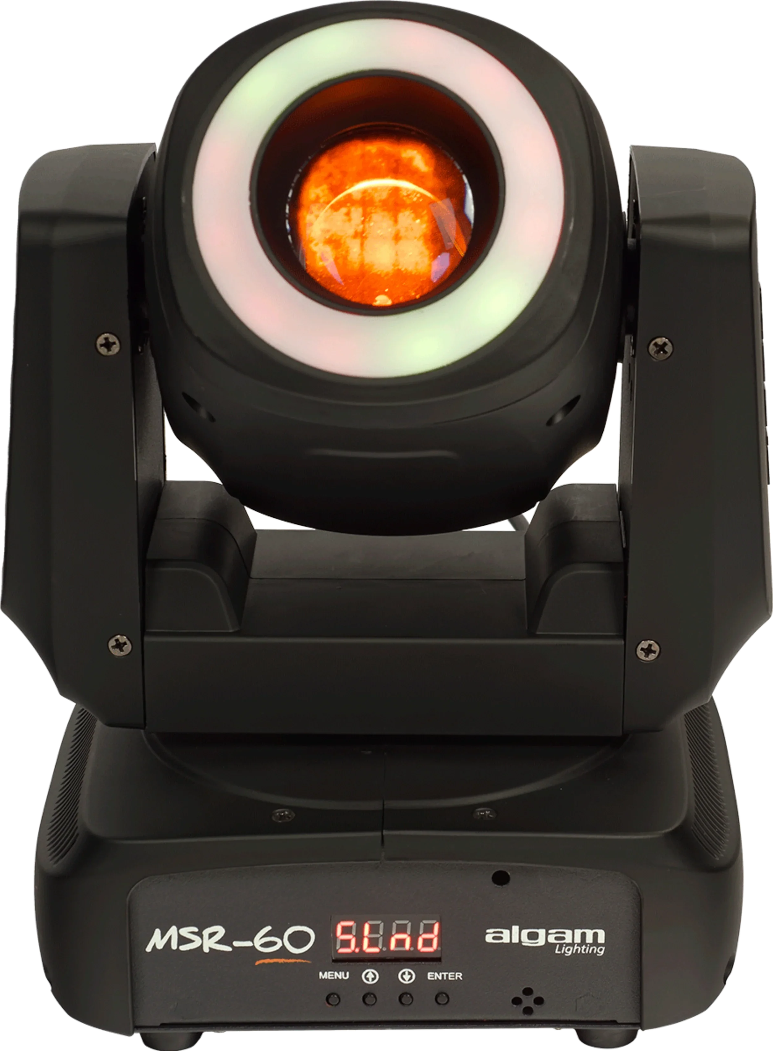 2 x Algam Lighting MSR60 60W LED Spot Moving Head With RGB LED Ring with DMX Cable