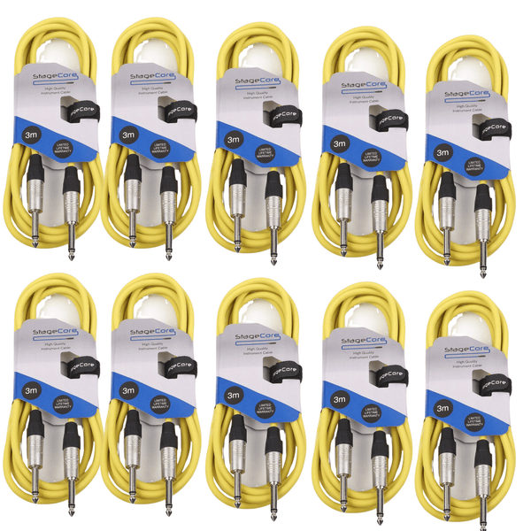 10 x Stagecore 3m Yellow Jack to Jack Lead