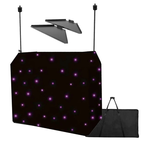 Ultimax DJ Booth Pro DJ Booth with RGB Star Cloth with Corner Shefts and Pole Kit