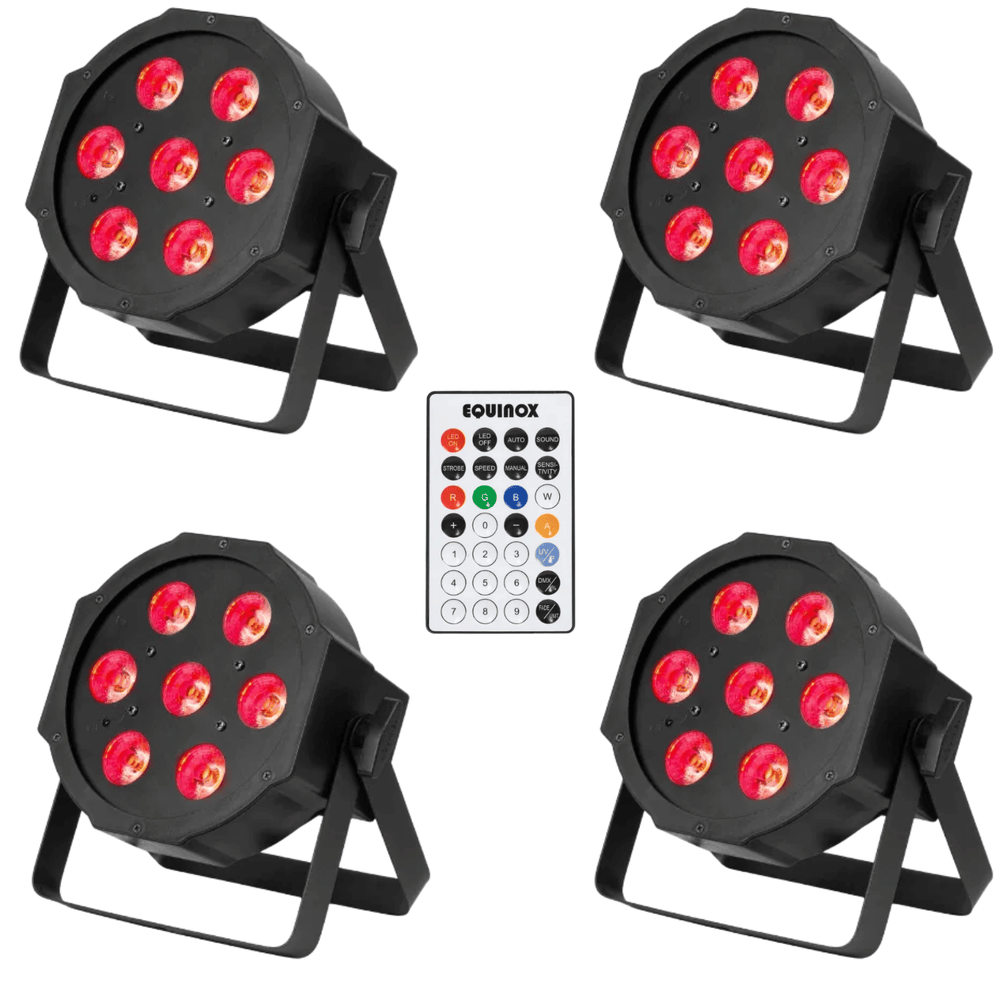 Equinox MaxiPar Quad MKII 7 x 5W LED RGBW Par Cans lighting pack of four