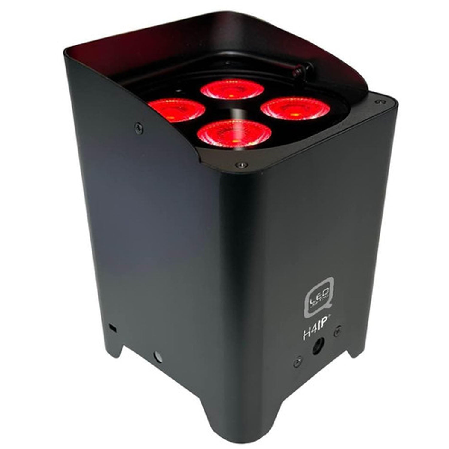 Q-LED Flux Q4IP+ uplighter with 4x 12W RGBW LEDs, IP-rated, battery-powered, W-DMX compatible lighting for events