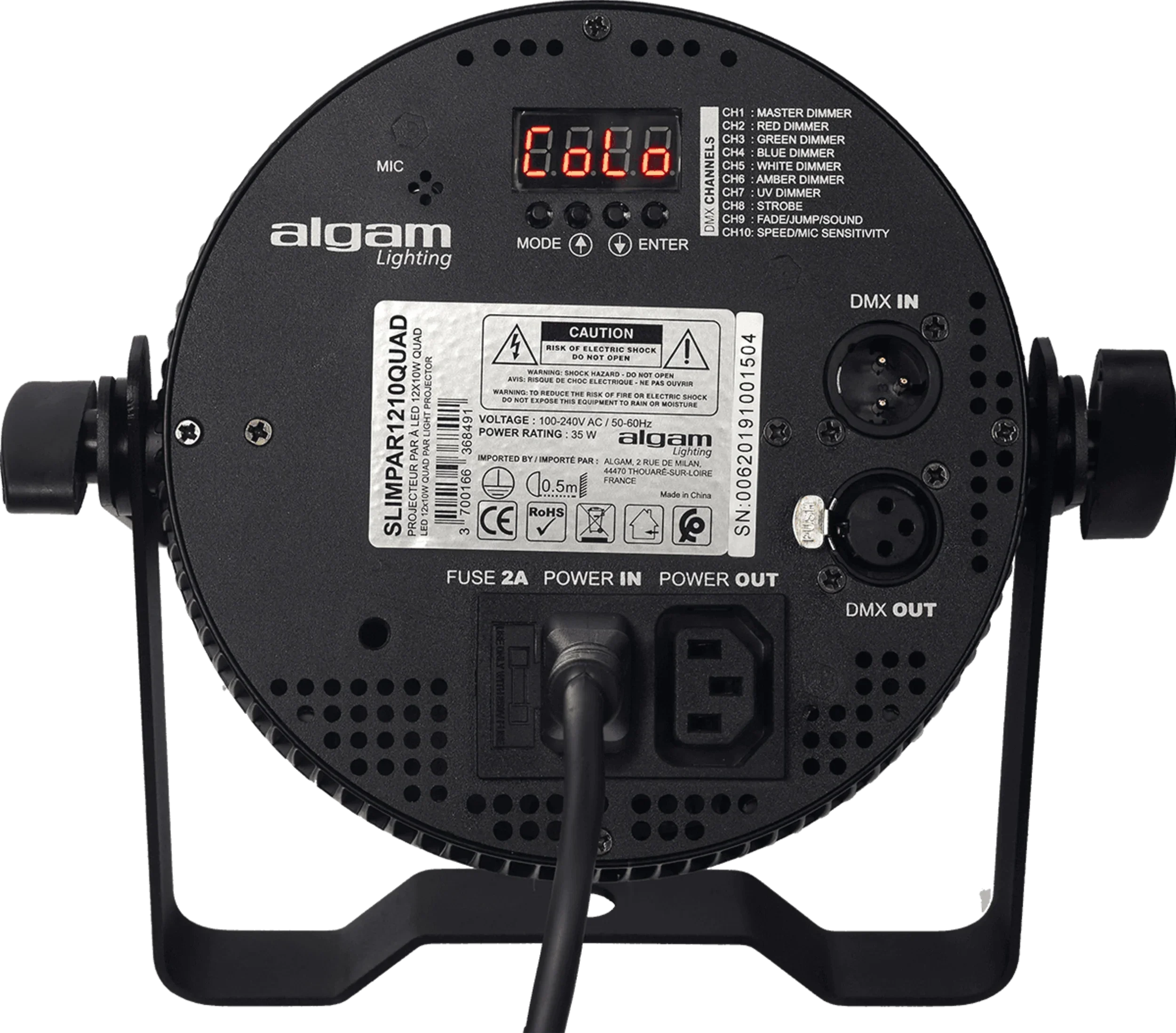 Close-up of Algam Lighting SLIMPAR-1210-QUAD 12 x 10W LED lights