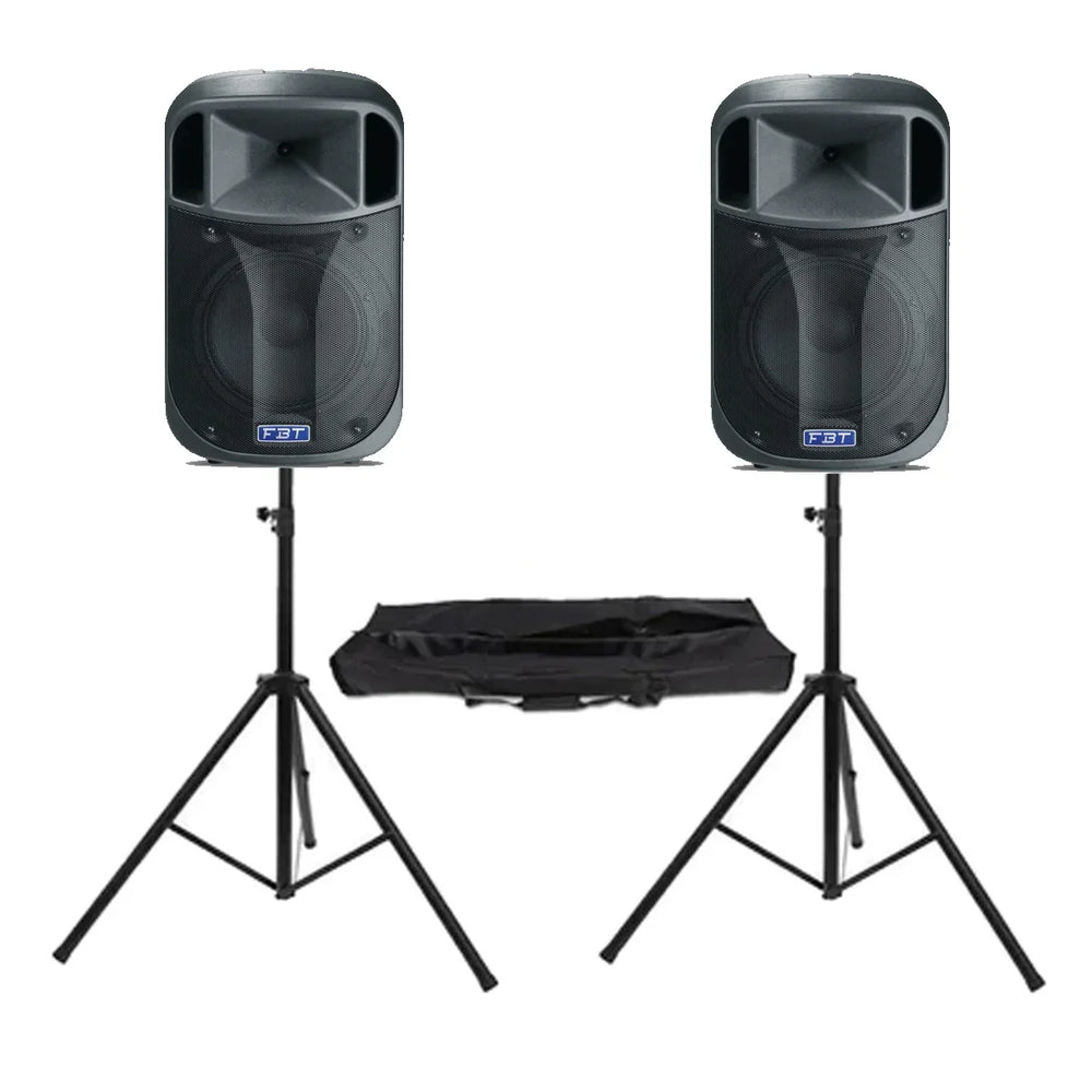 2 x FBT J12A Active Speakers with Speaker Stands
