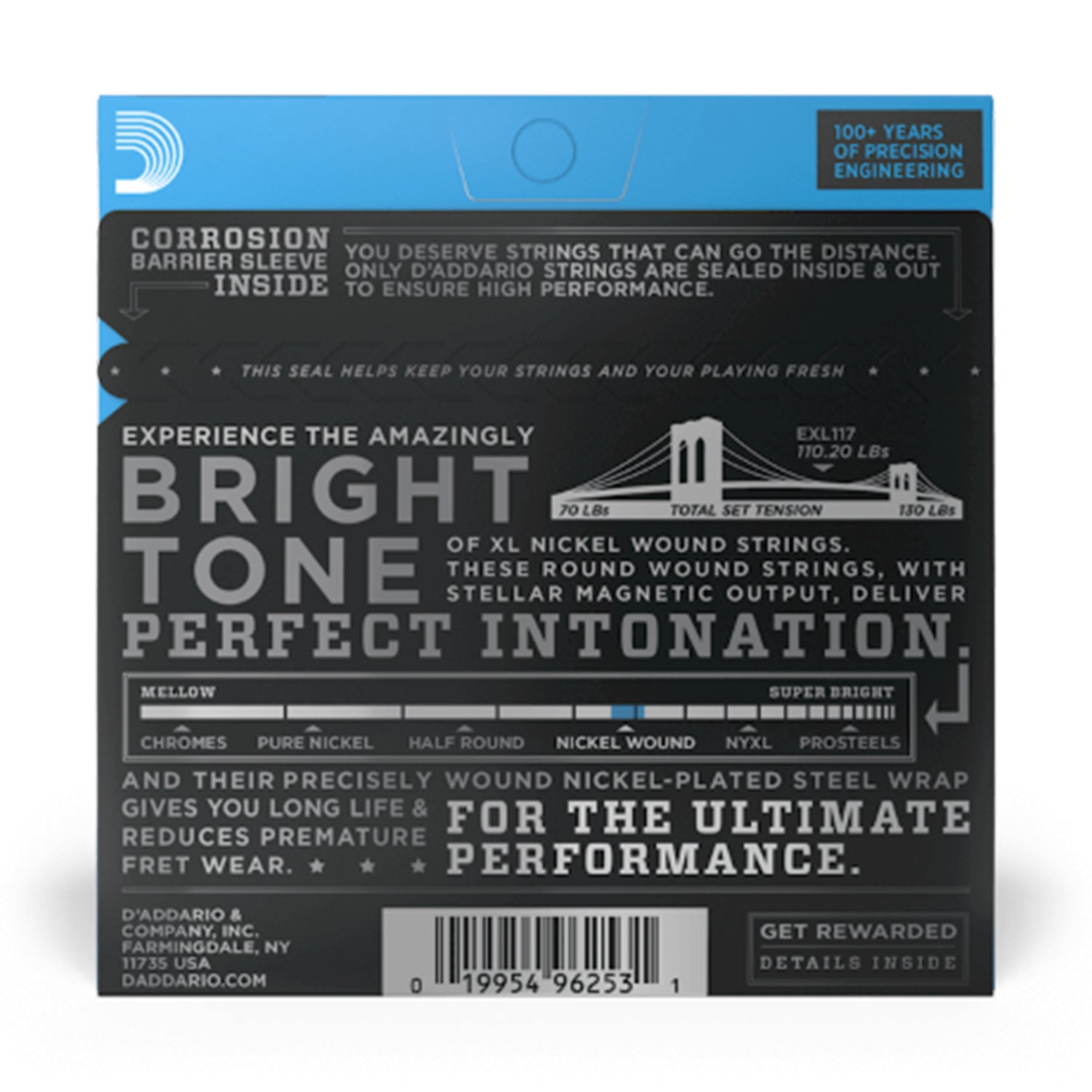 D'Addario EXL117 Medium Top / Extra Heavy Bottom Electric Guitar Strings 11 - 56