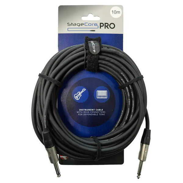 Stagecore Pro 10m Black Jack to Jack Cable with Rean Connectors