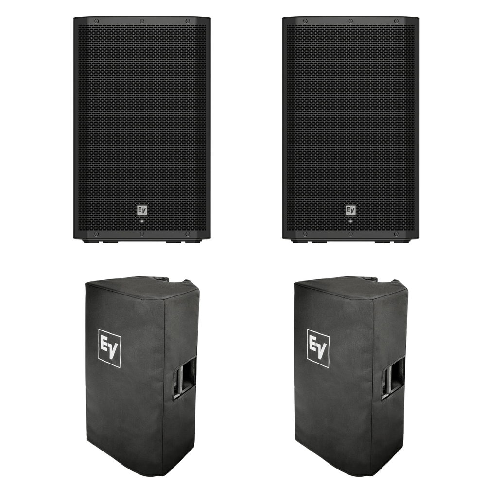 2 x Electro-Voice ZLX-12P G2 12" Active PA Speakers With Bags