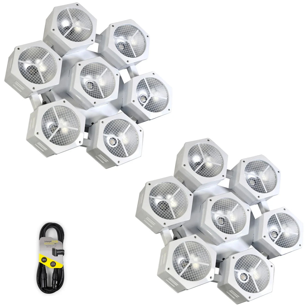 2 x Citronic CosmoPAR White7x40W COB LED RGBW PAR Light With DMX Cable