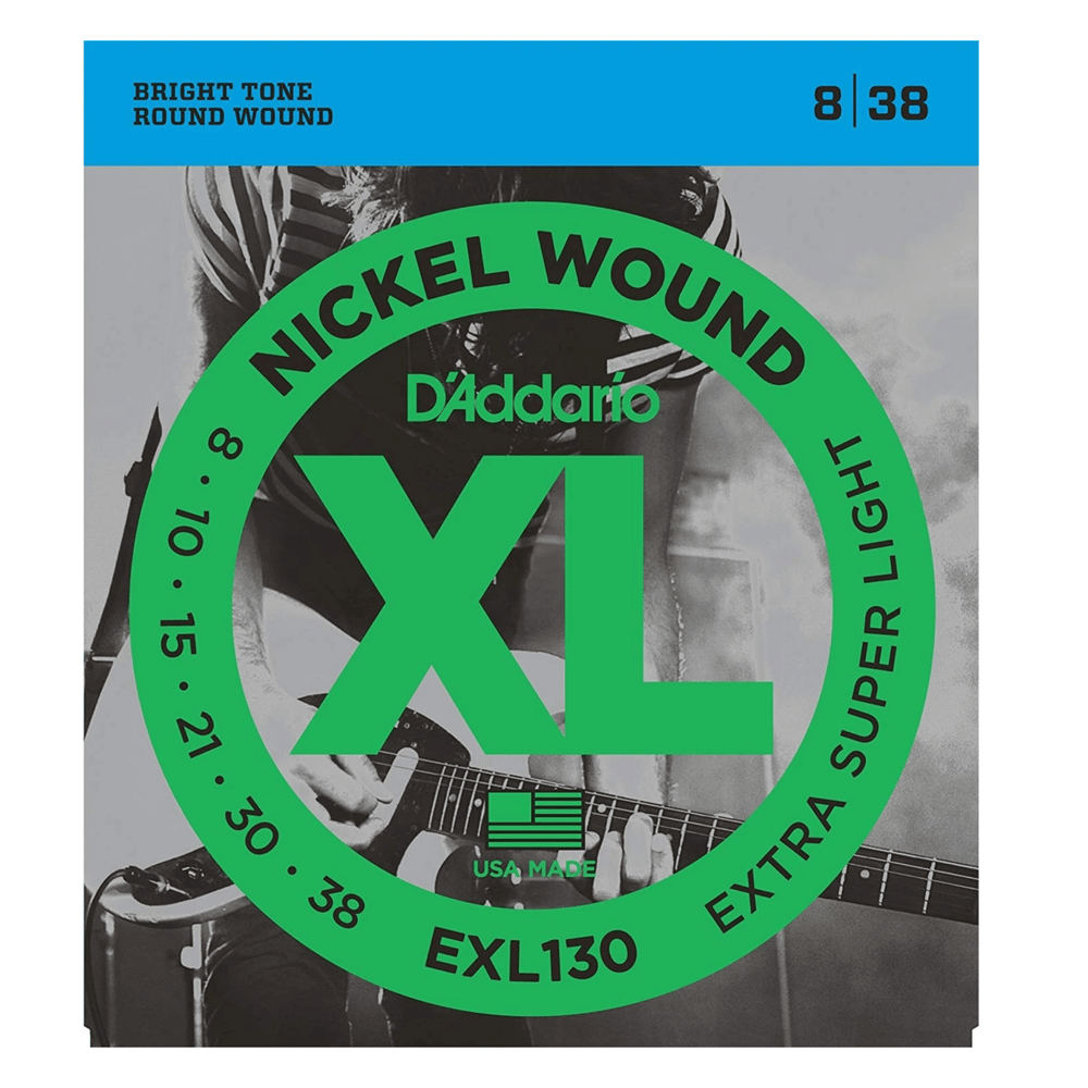 D'Addario EXL130 Nickel Wound, Extra-Super Light, Electric Guitar Strings 8-38