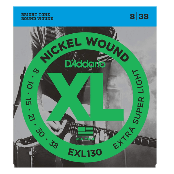 D'Addario EXL130 Nickel Wound, Extra-Super Light, Electric Guitar Strings 8-38