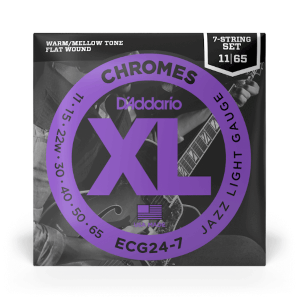 D'Addario ECG24-7 Chromes Flat Wound, 7-String Electric Guitar Strings