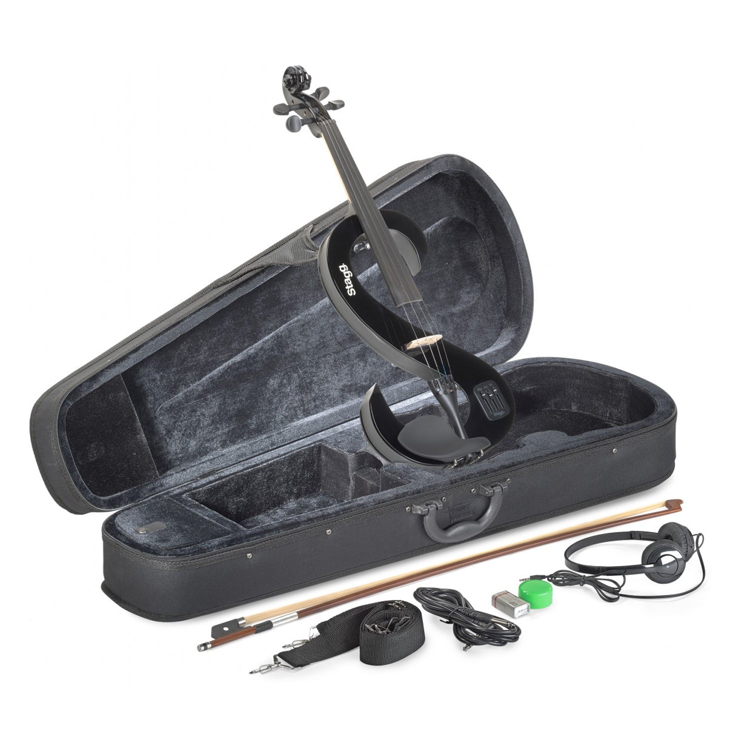 Stagg EVN 4/4 BK Black 4/4 Electric Violin Set with Softcase and Headphones