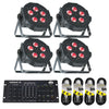 4 x ADJ Mega TRIPAR Profile Plus Par Can with DMX Controller & Cables