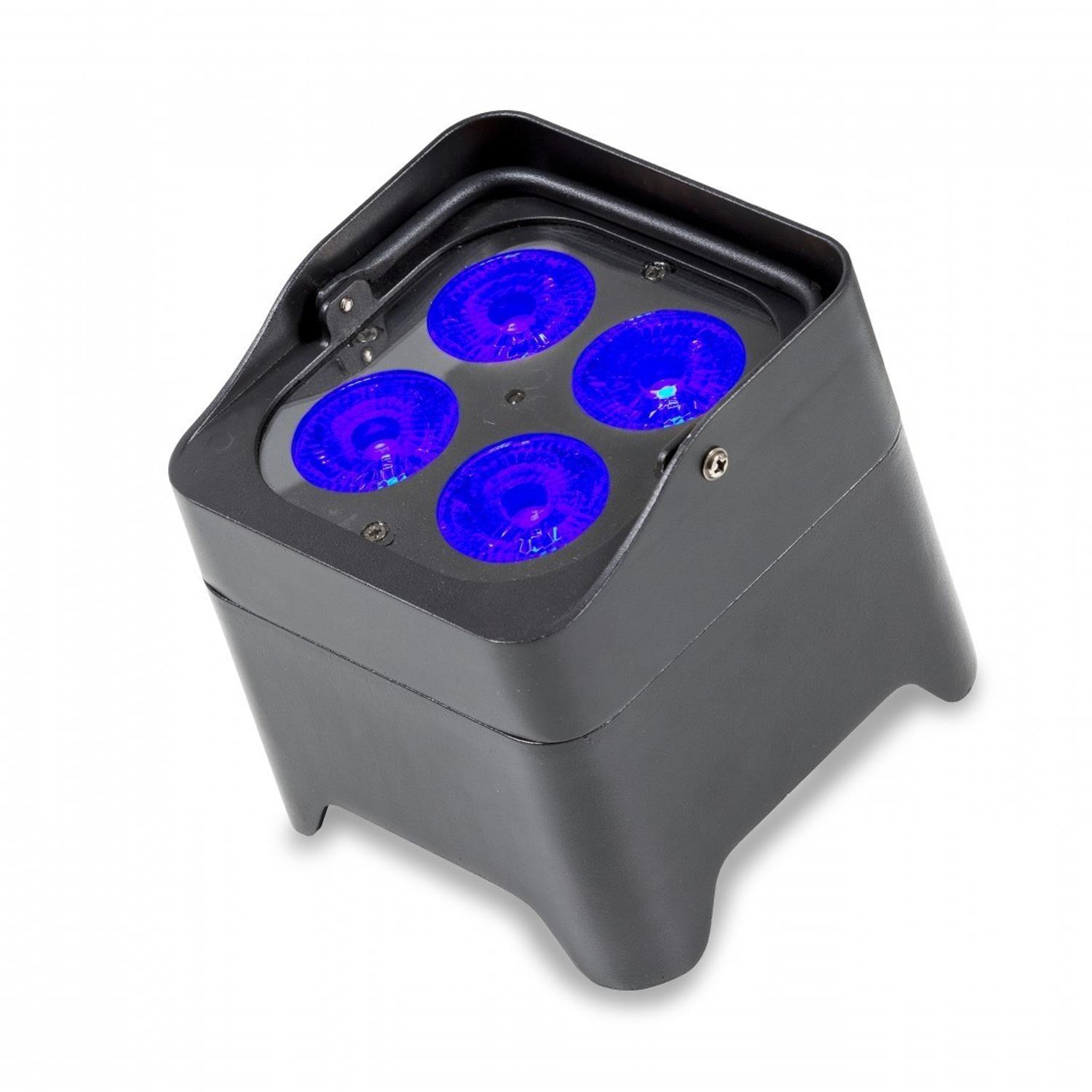 4 x Centolight Q-AIR Mini 4x12w RGBAUV Mini Battery Par Can Uplighter with Carry Bag - DY Pro Audio