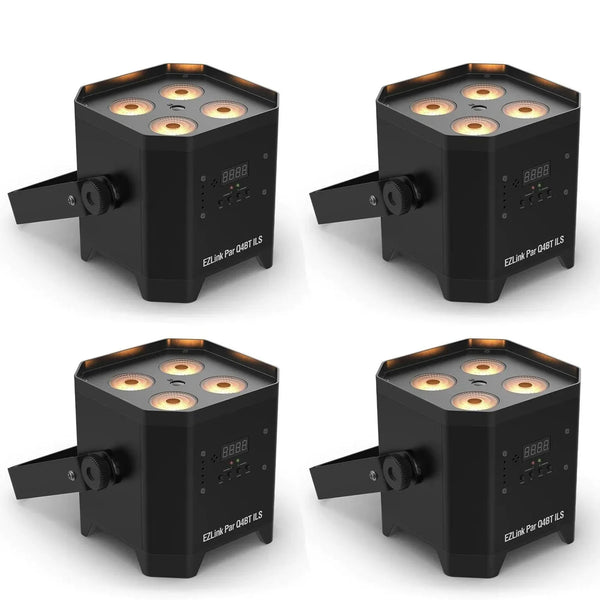 4 x Chauvet DJ EZLink Par Q4 BT ILS 4x6w RGBA Battery LED Par Can