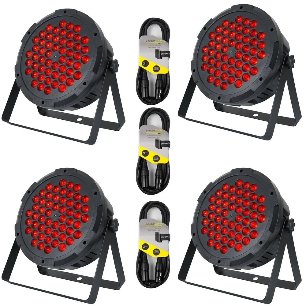 4 x Equinox Power Par 54 Par Cans with DMX Cable - DY Pro Audio