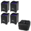 4 x LEDJ Rapid QB1 HEX Battery LED Par Black With Carry Bag