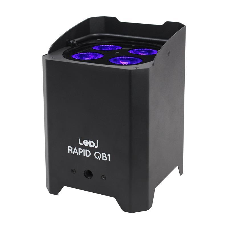 4 x LEDJ Rapid QB1 HEX Battery LED Par Black With Carry Bag - DY Pro Audio