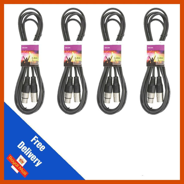 4 x QTX 3M DMX Lighting Cables - DY Pro Audio