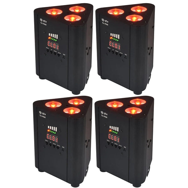 4 x QTX Tri - Par RGBW Rechargeable Battery Triple Par Can Uplighter