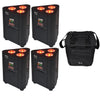 4 x QTX Tri - Par RGBW Rechargeable Battery Triple Par Can Uplighter with Carry Bag
