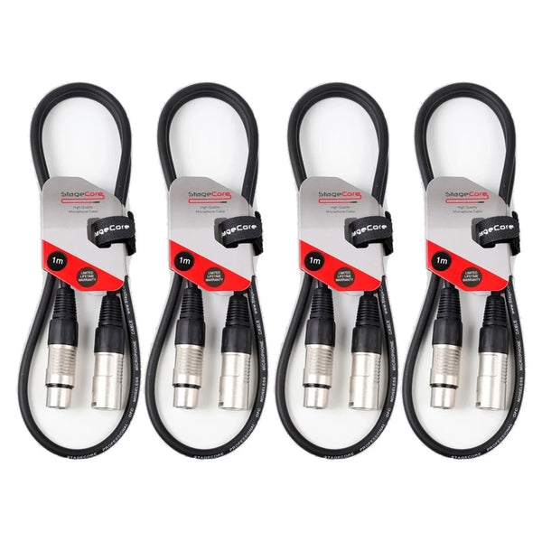 4 x Stagecore CORE 350 1m Microphone XLR Cable