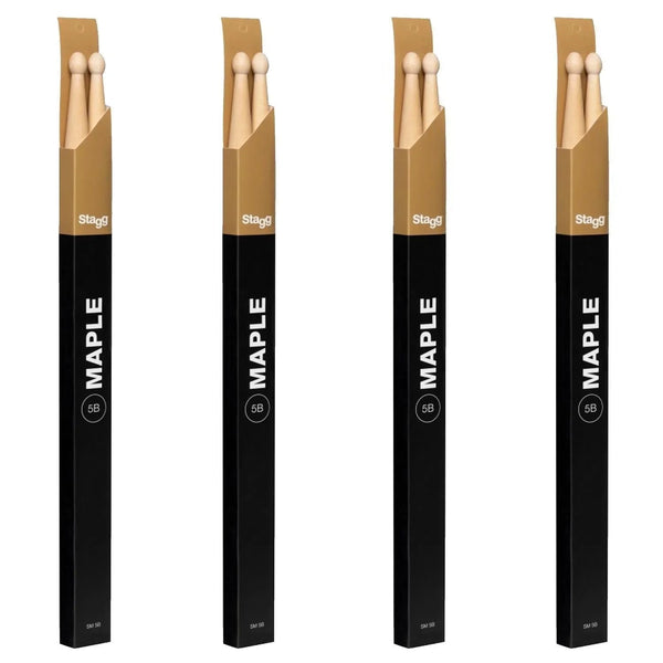 4 X Stagg SM5B Maple Wood Tip Drumsticks - DY Pro Audio